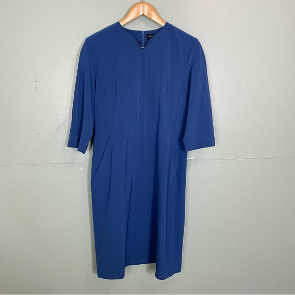 Piazza Sempione Blue 3/4 Sleeve Shift Dress‎ Midi - Picture 1 of 9